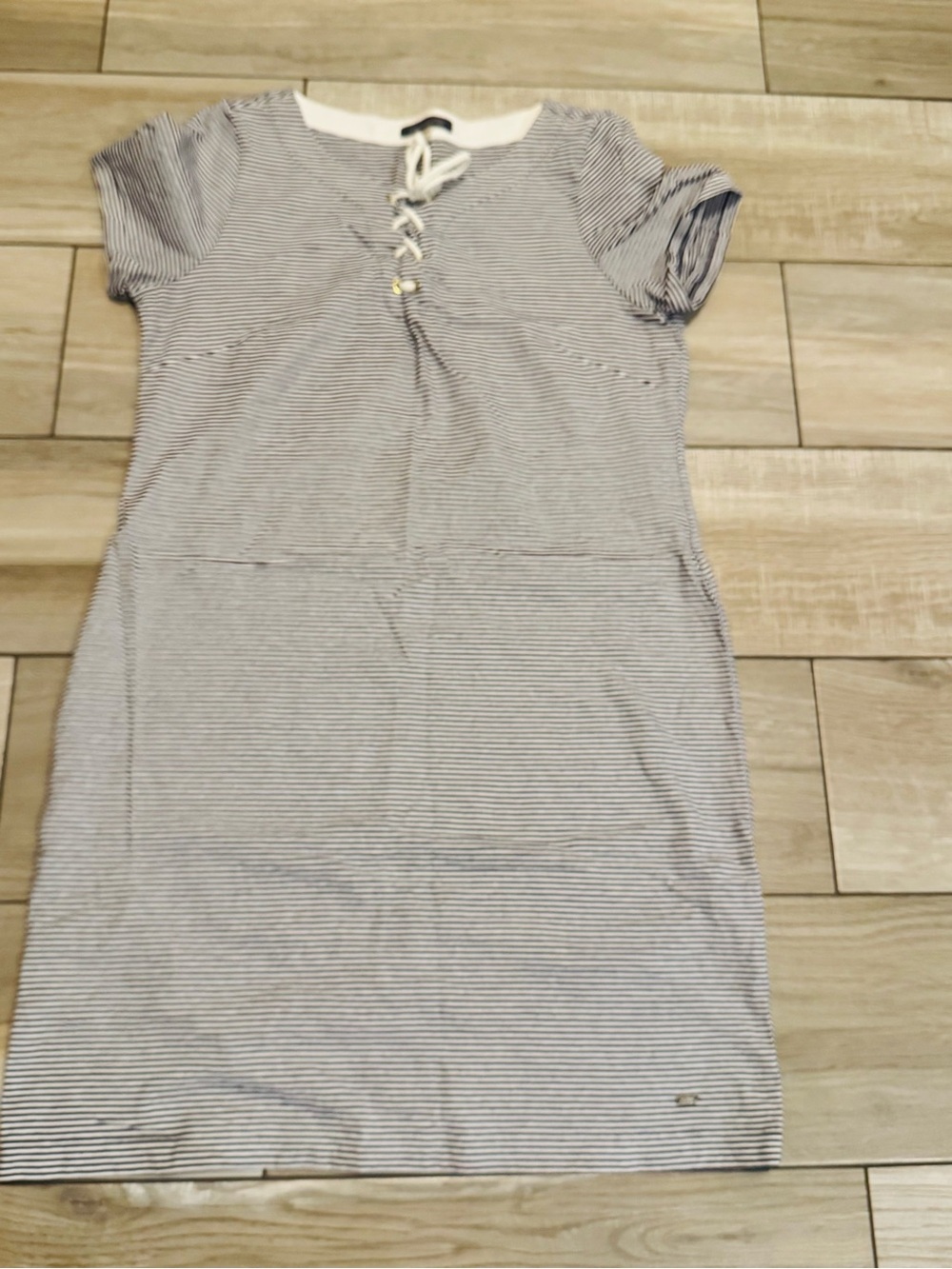 Tommy Hilfiger Blue and White Striped Lace-Up Mini Dress